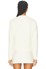 FRAME Double Pocket Cropped Cardi in Cream, view 3, click to view large image.