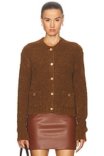 FRAME Patch Pocket Cardi in Camel, view 1, click to view large image.