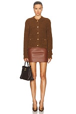 FRAME Patch Pocket Cardi in Camel, view 4, click to view large image.