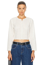 FRAME Eyelet Jacket in Cream, view 1, click to view large image.