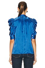FRAME Gillian Blouse in Slate Blue, view 3, click to view large image.