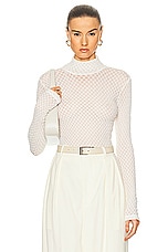 FRAME Mesh Turtleneck in Off White, view 1, click to view large image.