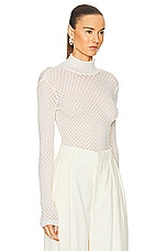 FRAME Mesh Turtleneck in Off White, view 2, click to view large image.