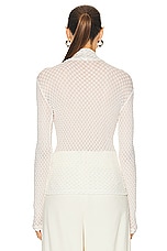 FRAME Mesh Turtleneck in Off White, view 3, click to view large image.