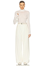 FRAME Mesh Turtleneck in Off White, view 4, click to view large image.