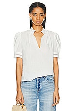 FRAME Ruffle Collar Top in White, view 1, click to view large image.