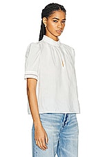 FRAME Ruffle Collar Top in White, view 2, click to view large image.