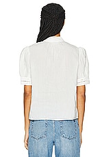 FRAME Ruffle Collar Top in White, view 3, click to view large image.