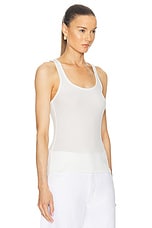 FRAME Rib Scoop Neck Tank in White, view 2, click to view large image.