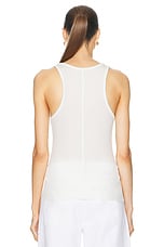 FRAME Rib Scoop Neck Tank in White, view 3, click to view large image.