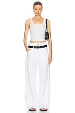 FRAME Rib Scoop Neck Tank in White, view 4, click to view large image.
