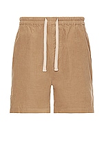 FRAME Spring Cord Shorts in Dark Beige, view 1, click to view large image.