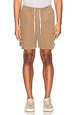 FRAME Spring Cord Shorts in Dark Beige, view 3, click to view large image.