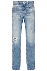 FRAME Distressed Straight Jean in Vintage Blue, view 1, click to view large image.