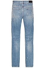 FRAME Distressed Straight Jean in Vintage Blue, view 2, click to view large image.