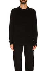 FRAME The Crew Neck Cashmere Sweater in Noir, view 3, click to view large image.
