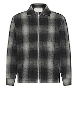 FRAME Plaid Wool Jacket in Grey, view 1, click to view large image.
