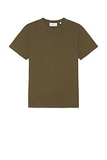 FRAME Logo Tee in Dark Olive, view 1, click to view large image.