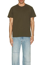 FRAME Logo Tee in Dark Olive, view 4, click to view large image.