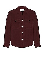 FRAME Textured Shirt in Dark Burgundy, view 1, click to view large image.