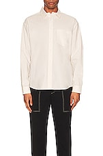 FRAME Long Sleeve Shirt in White Sand, view 3, click to view large image.