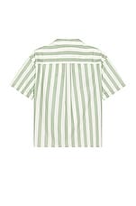 FRAME Short Sleeve Stripe Shirt in Desert Sage, view 2, click to view large image.
