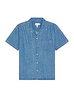 FRAME Denim Camp Collar Shirt in Salt Water, view 1, click to view large image.