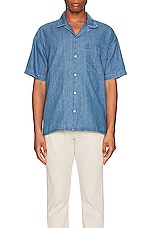 FRAME Denim Camp Collar Shirt in Salt Water, view 3, click to view large image.