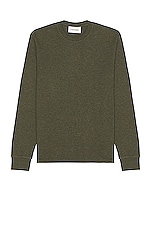 FRAME Duo Fold Tee in Heather Olive Green, view 1, click to view large image.