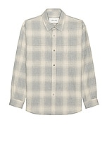 FRAME Flannel Shirt in Grey & Oatmeal Plaid, view 1, click to view large image.