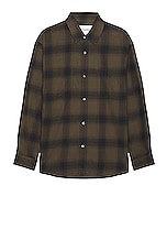 FRAME Flannel Shirt in Khaki Plaid, view 1, click to view large image.