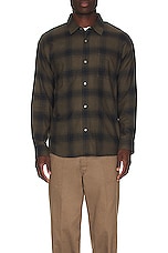 FRAME Flannel Shirt in Khaki Plaid, view 3, click to view large image.