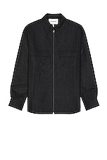 FRAME Modern Zip Shirt in Charcoal Grey, view 1, click to view large image.