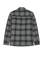 FRAME Plaid Overshirt in Black & Grey Plaid, view 2, click to view large image.