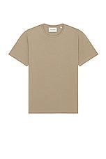 FRAME Logo Short Sleeve Tee in Stone Beige, view 1, click to view large image.