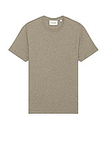 FRAME Duo Fold Short Sleeve Tee in Heather Dark Beige, view 1, click to view large image.