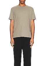 FRAME Duo Fold Short Sleeve Tee in Heather Dark Beige, view 4, click to view large image.