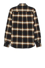 FRAME Brushed Cotton Plaid Shirt in Marron, view 2, click to view large image.