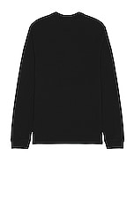 FRAME Duo Fold Long Sleeve Henley in Black, view 2, click to view large image.