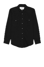 FRAME Western Denim Shirt in Black, view 1, click to view large image.