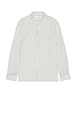 FRAME Classic Stripe Shirt in Navy Stripe & Nast, view 1, click to view large image.