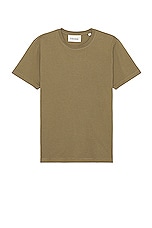 FRAME Logo Short Sleeve Tee in Khaki Green, view 1, click to view large image.