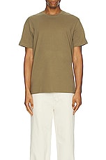 FRAME Logo Short Sleeve Tee in Khaki Green, view 4, click to view large image.