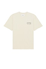 FRAME Vintage Print Short Sleeve Tee in Washed Cream, view 1, click to view large image.