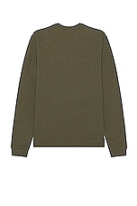 FRAME Duo Fold Long Sleeve Henley in Dark Olive Heather, view 2, click to view large image.