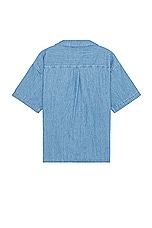 FRAME Chambray Camp Collar Shirt in Midland, view 2, click to view large image.