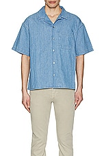 FRAME Chambray Camp Collar Shirt in Midland, view 3, click to view large image.