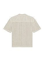 FRAME Open Weave Short Sleeve Shirt in Smoke Beige, view 2, click to view large image.