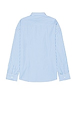 FRAME Relaxed Cotton Shirt in Blue Stripe, view 2, click to view large image.
