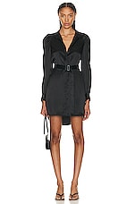 FRAME Gillian Long Sleeve Mini Dress in Noir, view 1, click to view large image.